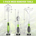 WORKPRO 3-Piece Weed Puller Tool Set – 15" 6-Tine Weed Remover, 12" Hand Weeder, 12.5" Crack Weeder, Stainless Steel with Ergonomic Handle for Lawn, Garden, Yard
