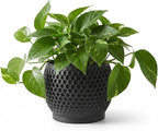 Plant Pots, Modern 3D Printed Honeycomb Planters for Indoor Plants, 4.7 Inch Matte Black Decorative Flower Pot for Office Desktop, Bookshelf & Home Decor, Lightweight & Durable.