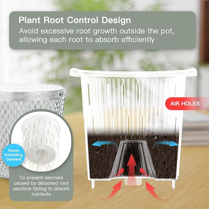 QCQHDU Self Watering Hanging Pots, 2 Pack 7.2 Inch Hanging Planters for Plants Indoor, Flower Pots with Drainage Holes and 3 Hooks Chains for Garden Home (Clear)