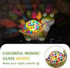 MININOVA Solar Mosaic Turtle Statues Outdoor Garden Decorations Kids Solar Light for Outside Home Decor Gifts for Kids Women Retirement Housewarming Christmas