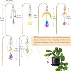 HDCRYSTALGIFTS 6 Pack Crystal Suncatcher, Garden Suncatchers with Gold Small Trellis for Potted Plants Indoor Plant Accessories Sun Catchers Trellis for Garden Home Window Decor