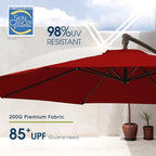 wikiwiki 10ft Patio Umbrellas Offset Outdoor Cantilever Hanging Umbrella, Fade Resistant Waterproof Recycled Fabric Canopy for Yard, Garden & Deck, Burgundy Red