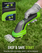 WORKPRO 3.6V Hedge Trimmer Cordless, 2-in-1 Electric Hedge Trimmer & Grass Cutter with 4.0Ah Removable Battery & Type-C Cable, Lightweight Bush Trimmer for Lawn & Garden
