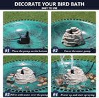 Bird Bath Water Fountain Resin Rock Fountain with 9.8ft Cord Length Water Pump Rock Waterfall for Hummingbird Birdbath Outdoor Decor for Garden Lawn Fish Tank and Aquariums (Grey)