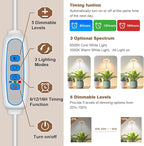 Plant Grow Light, 48 LEDs Full Spectrum Grow Lights for Indoor Plants, Height Adjustable Faux Wood Grain Small Grow Light with Base, 3 Optional Spectrums, Auto Timer 6/12/16Hrs, 5 Brightness