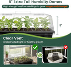 5 Pack 5" High Humidity Domes for SOLIGT Medium 14 * 10.8 * 2.3" Seed Starting Trays, Adjustable Vents, Portable Handle, Clear View, Unobstructed Light