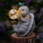 Solar Turtle Statues Garden Decor with Bubble LED Light, Outdoor Tortoise Statue Resin for Patio, Lawn, Yard Gift for Mother's Day, Birthday, Housewarming
