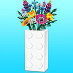 Vase for LEGO 10347 10280 10328 Flowers, for Lego Flower Bouquet Building Set,Display Stand for LegoRoses Cherry Blossom Sunflower Tulips Daffodils Lotus-Gift for Lego Flowers Lover(vase only)-White