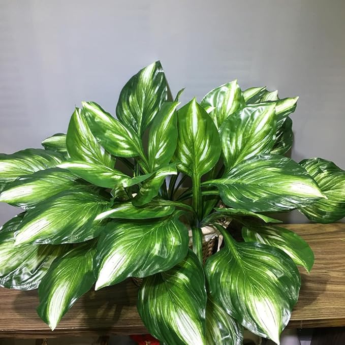 4 Packs Halcyon Hosta Perennial Artificial Plants 19" Large Faux Cordyline Shade Plant for for Home Garden Office Decoration