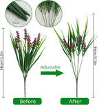 obbsie 36 Bundles Artificial Plants Outdoor, 18.2" UV Resistant Faux Monkey Grass Greenery Stems No Fade Faux Plastic Flowers Shrubs for Home Weddings Garden Porch Front Patio Office Decor - Rose Red