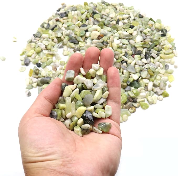 Rocks for Plants. Green Jade Decorative Polished Pebbles. 1/5 Inch – 2 lbs for Garden, Vase fillers, Crafting, Succulents, pots, Plants (Mini (0.2 Inch), Green Jade - Polished, 2)