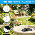 3.5W Solar Powered Water Fountain for Bird Bath Solar Water Pump with 6 Nozzles,Floating Solar Fountain Pump Outdoor Garden Bird Bath Fountain
