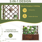 Outvita Wood Planter with Trellis, 29" x 17" x 67" Outdoor Raised Garden Bed with Drainage Holes, Vertical Standing Planter Box for Climbing Plants Vegetable in Garden, Patio, Balcony (Brown)