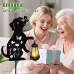 Mothers Day Gifts, Solar Garden Decor Lights,Outdoor Metal Dog Statues with Lantern, Waterproof Solar Lights for Yard Patio Lawn Pathway Art Decoration, Unique Gardening Gifts for Women Mom Dog Lovers