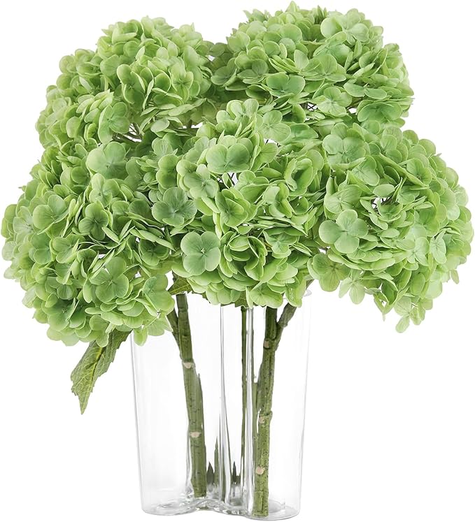 Coferset Green Hydrangea Artificial Flowers 3pcs Lifelike Faux Hydrangea Real Touch Fake Flowers for Home Wedding Christmas Office Party Living Room Decoration,22inch
