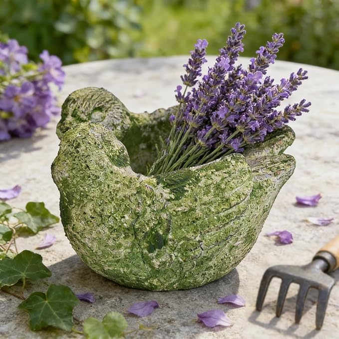 Vintage Cement Animal Planter Pots,Cement Succulent Planter,Indoor & Outdoor Garden Decor Rustic Shabby Flower Plants for Home,Patio,Balcony(Bird)