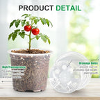 RooTrimmer 200 Pack 4 Inch Clear Plant pots with Drainage Holes, Transparent Nursery Seeding Pots, Flexile Seeds Starter Pots, Seeds Germination (4Inch,200P,Clear)
