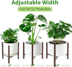 Aripark Plant Stand Indoor Adjustable, Metal Modern Plant Stands, Small Heavy Duty Stable Pot Flower Holder Indoor Outdoor Corner, Fit 8 9 10 11 12 inch Pots, Reddish Brown (Pot & Plant Not Included)