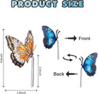 Flower Pot Decoration, 2Pcs Acrylic 2D Butterfly Plant Pot Hugger, 4.6 Inch Stained Butterfly Garden Stake Ornament Insert Decor for Indoor Patio