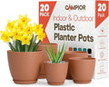 Planter Pots with Drainage Holes - Lightweight, Durable, and Space-Saving Pots for Indoor and Outdoor - Versatile Functionality, Simple Modern Design, Set of 20 Plastic Planter Pots - Terracotta