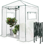EAGLE PEAK 6x4 Portable Walk in Greenhouse, Pop Up Indoor Outdoor Greenhouse, Green House Kit with Zippered Roll-Up Doors and Windows, PE Cover, Clear/White