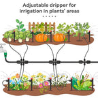 Drip Irrigation Emitters for 1/4" Drip Irrigation Tubing - Adjustable 360 Degree Water Flow Drippers on 5" Arrow Stake for Garden Watering System (25pcs Drip Emitters with Lock Barbed)