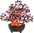 Colorsheng 7 Inch Quartz Crystal Money Tree Bonsai Feng Shui Gem Decoration for Wealth and Luck (Purple)