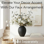 RyddeligHome White Faux Kiku Flowers for Vase - 10 Long Stem Artificial Flowers with Eucalyptus, Realistic Winter Floral Stems for Tall Vases, Farmhouse Home Decor (Premium Quality)