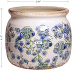 Ceramic Planters Spring Decor, 6.29in Country Cottage Plant Pots with Drainage Hole for Indoor Plants & Succulent, Vintage Crackle Glaze Finish Flower Vase, Home Decor Gifts, Deep Blue Floral
