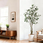 Faux Eucalyptus Tree 6ft(72in) Tall Artificial Plant Indoor Decor Handmade Natural Fake Eucalyptus Tree for Wedding Realistic Lifelike Leaves in Pot for Home Living Room,Office,Outdoor Decor.