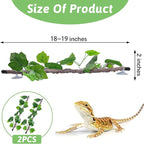 VCEPJH Reptile Climbing Branch Decor 2 Pcs Bendable Jungle Vine with Suction Cup Terrarium Plant Decoration for Gecko Bearded Dragons, Snake,Frogs, Chameleons Cage Accessories (U)