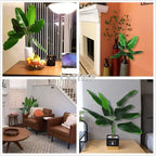 Artificial Bird of Paradise Plant, Faux Palm Plants with Real Touch Leaves Fake Banana Tree Plastic Stems for Home Room Greenery Decor Office Indoor Outdoor Garden Wedding Party DIY Decorations 2 Pack