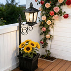 Outdoor Flower Pot 2-in-1 Solar Floor Lamp, 2-in-1 Solar Lamp Post with Planter, IP65 Waterproof Warm White Light, Auto On/Off, for Garden, Patio, Yard, Front Porch, Back Door (1PC)