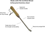 Garden Guru Eco Dandelion Weeder Tool with Ergonomic FSC Certified Wood Handle - 100% Recycled Stainless Steel - Rust Resistant - Weed Puller for Planting, Flower & Vegetable Care - 1 Case (40 Pcs)