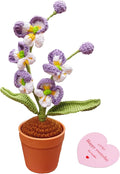 Handmade Crochet Orchid Potted Plants, Knitted Artificial Forever Flowers with Exquisite Pot, for Friends, Women, and Kids, Ideal for Home Decorations and Office Desks