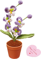 Handmade Crochet Orchid Potted Plants, Knitted Artificial Forever Flowers with Exquisite Pot, for Friends, Women, and Kids, Ideal for Home Decorations and Office Desks