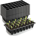 RooTrimmer 10 Pack 1020 Trays No Holes and 10 Pack 4.3" Deep 32 Cell Seed Starter Trays, 20" x 10" - Heavy Duty Plastic Nursery Flats for Seed Germination & Plant Propagation (10 Sets)