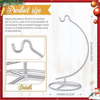 Baderke 2 Pack Ornament Display Stand, 10.43" Height Ornament Hanger, Air Plant Holder Terrariums Hanging Stand Crystal Ball Hanging Hook for Christmas Wedding Home Office Decoration(Silver)
