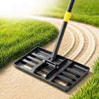 Lawn Leveling Rake - Heavy Duty 17"x10" Stainless Steel Lawn Leveler | Adjustable 28-72" Handle, Reinforced Welds & Smooth Edge for Soil, Dirt,Ground,Yard Top Dressing,Landscaping