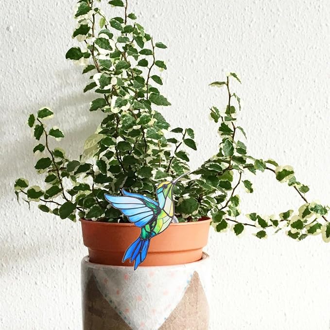 DECHOUS Acrylic Bird Flower Pot Hugger - Hummingbird Bonsai Pots Decoration Planter Ornament for Plants Home Garden Decor