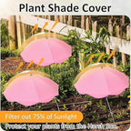 MIAOLLUN 24" Adjustable Angles Plant Umbrellas for Outdoor Plants Garden Umbrella Shade for Potted Plant, 40" Height Garden Plant Umbrella Shade Cover for Patio Flowers, Plants,2pcs