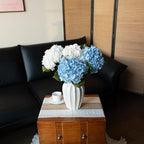 DUYONE 4PCS Artificial Flowers Large Hydrangeas Flowers Latex Bouquet for Wedding Bridal Office Home Party Decoration (4Pcs Blue)