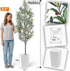 Aveyas 7ft Artificial Olive Tree for Home Decor, 7 Feet Large Faux Plant Fake Skinny Silk Trees with Pot for Indoor Outdoor House Living Room Office (7 ft Tall Including Raised Pot)