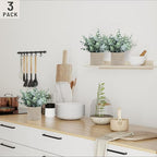 3 Pack Eucalyptus Fake Plants in Pot, Artificial Plants Indoor Greenery Small Faux Plants for Bathroom Shelf Room Desk Home Office Coffee Table Farmhouse Decor