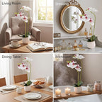 Fake Orchid in Vase Artificial Orchids That Look Real with Pot Artificial Flowers for Home Decor (White)