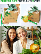 16 Oz Plant Watering Globes for Indoor Plants with Metal Self Watering Planter Insert - Premium XL Glass Hand-Blown Globe - Automatic Plant Waterer Indoor, Gift Idea for Gardeners [1 Globe, Golden]