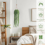 10 Pcs Artificial Succulents Hanging Plants, Fake String of Pearls Greenery Plants, Decoration for Wall Home Backdrop Garden Windows Balcony Indoor and Outdoor (10PCS Green)