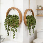 Artificial Hanging Plants Hanging Planter Fake Succulents Artificial String of Pearls with Pot and Lanyard for Home Office Wall Decoration