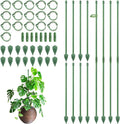 RIFNY Plant Stakes for Indoor Plants, 14 Inch Plant Support Stakes with Clips, Tall Adjustable Plant Sticks for Indoor Monstera Tomato Orchid Potted Plants Flower (16 PCS, Green)