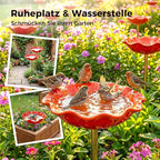 Handmade Metal Flower Garden Stake, 2026 New Handmade Flower Garden Stakes Bird Bath, Hold Water Suitable for Gardens, Patios, Lawns, Backyard Decor and Outdoor Landscaping Use (A)
